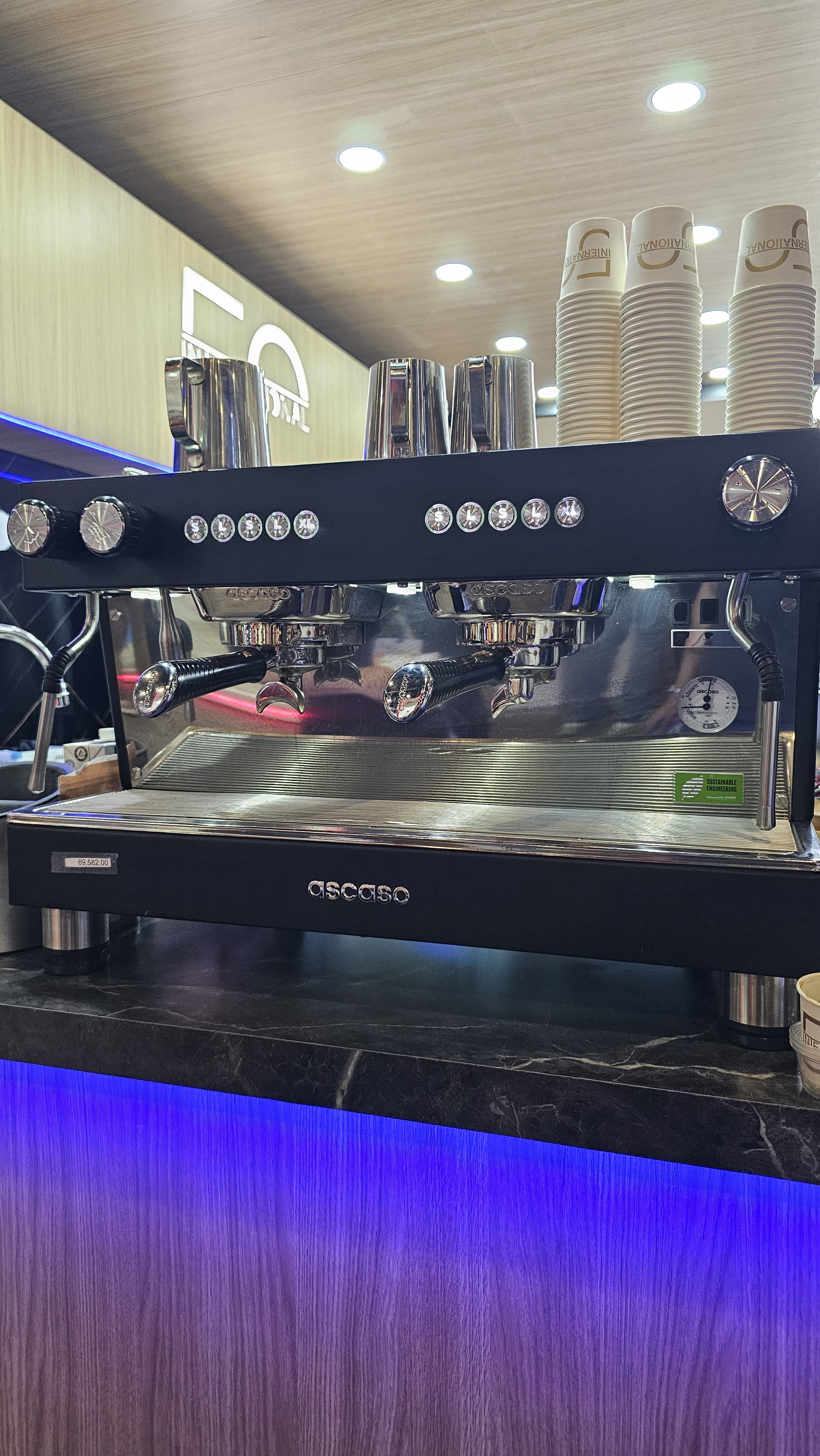 Cafetera Industrial Automatica 2 Grupos 200 Tazas Por Hora Kit Garrafon 120V ASCASO Bar One 2Gr BAR158k - Imagen 6
