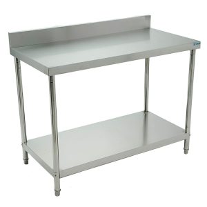 Mesa de Acero Inoxidable Lambrin Con Entrepaño 120 Cm MIGSA Bn-W04/120