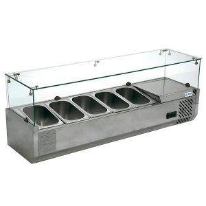 Vitrina-Refrigerada-Horizontal-Sobre-Mostrador-Para-Ensaladas-Y-Pizza-5-Insertos-120-Cm-MIGSA-Rt-1200L-1