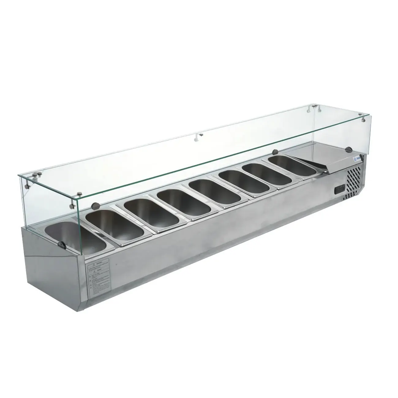 Vitrina Refrigerada Horizontal Sobre Mostrador Para Ensaladas Y Pizza 8 Insertos 180 Cm 110V MIGSA Rt-1800L