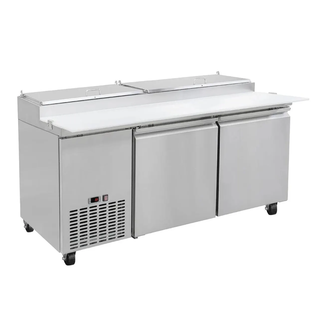Mesa Refrigerada Para Preparacion De Pizzas 2 Puertas 17 Pies 171 Cm ICEHAUS Mp-2P-Ss-02