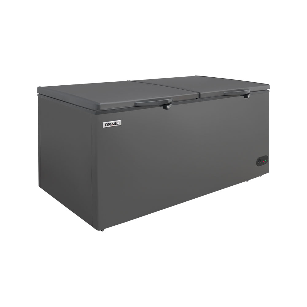 Congelador Horizontal Y Refrigerador Tipo Cofre 2 Tapas de Inoxidable 24 Pies Color Gris DRAGO CTC-24-SS