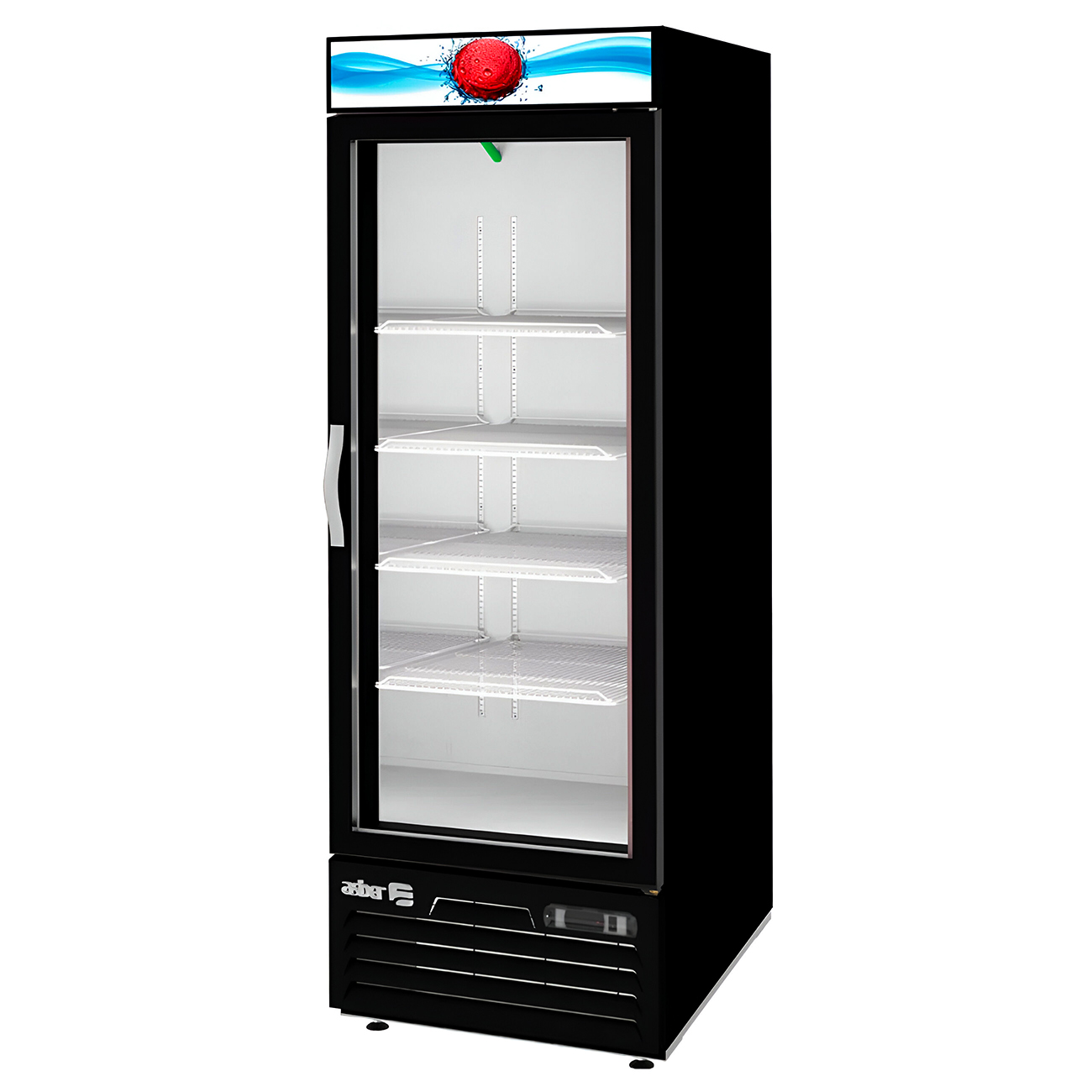 Refrigerador vertical con puerta de cristal industrial de la marca Asber