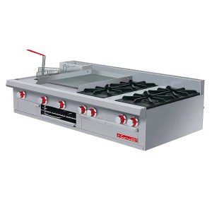 Estufa Industrial 2 Quemadores Plancha Gratinador Y Freidora CORIAT MULTICHEF MESA MASTER