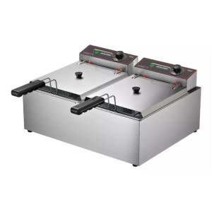 Freidora Industrial 10L Electrica 2 Canastillas Con Tapa METALCUBAS FRCE10