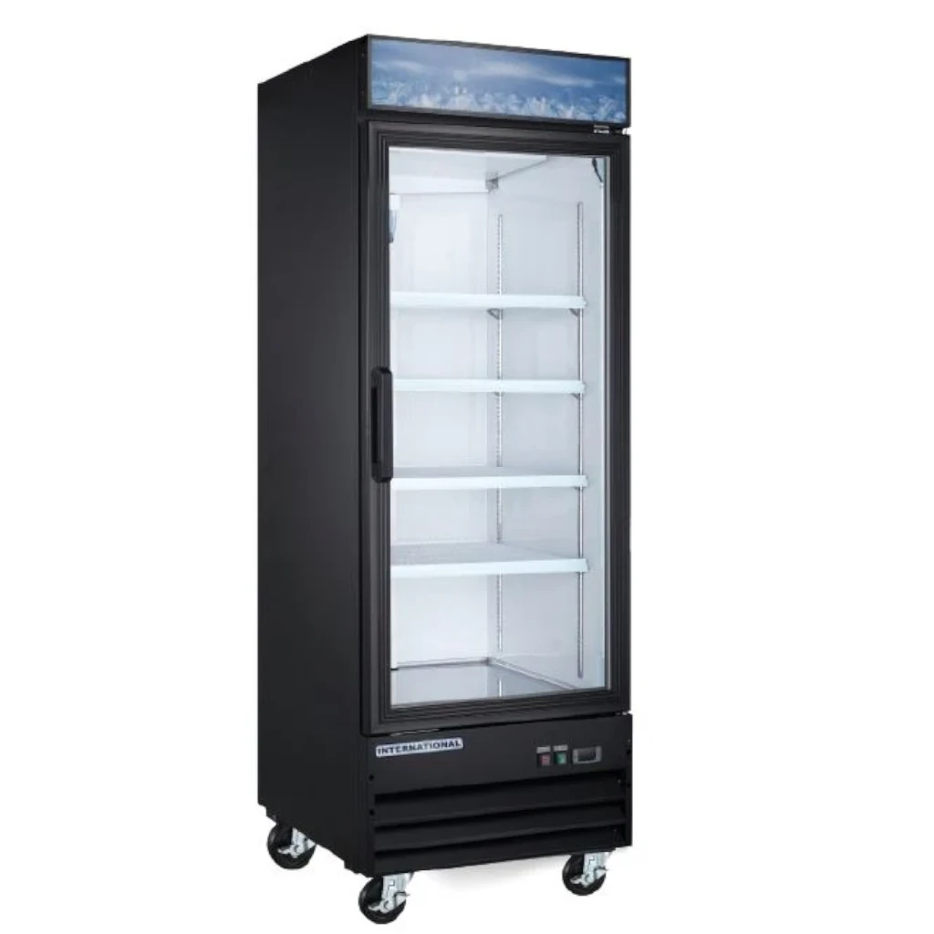 Refrigerador industrial 1 puerta Cristal 23 pies INTERNATIONAL INT-RV-1PV-AI