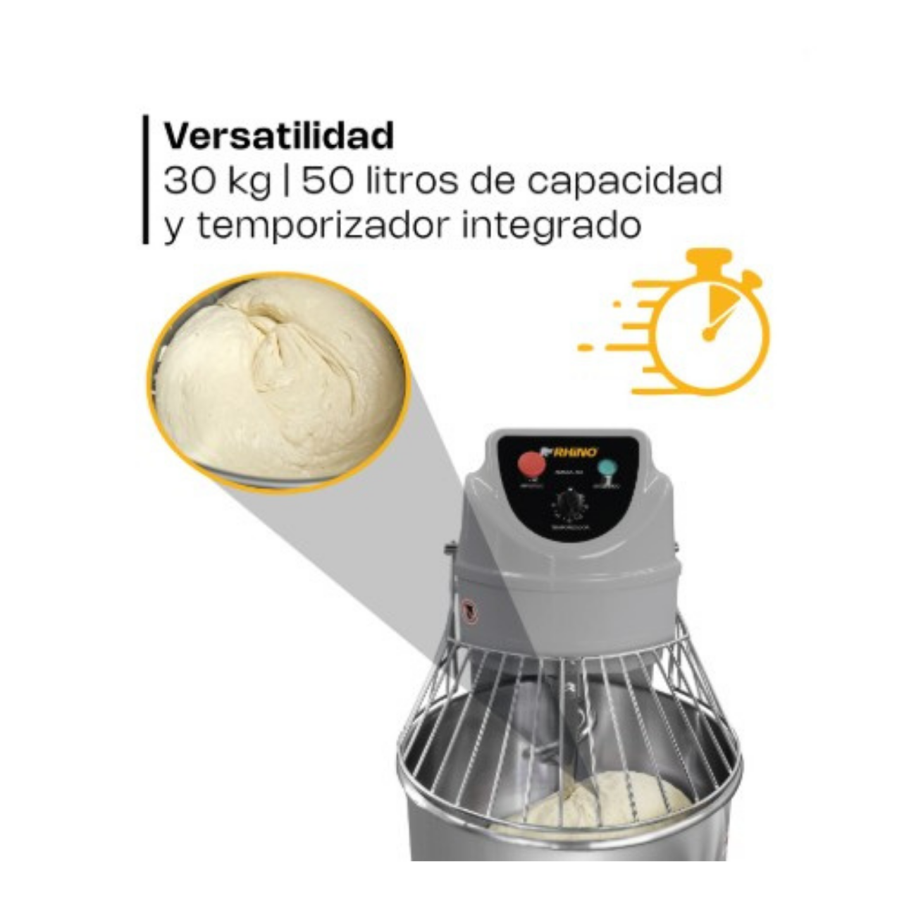 Amasadora Industrial 50 Litros 3000 Watts RHINO AMASA-50 - Imagen 3