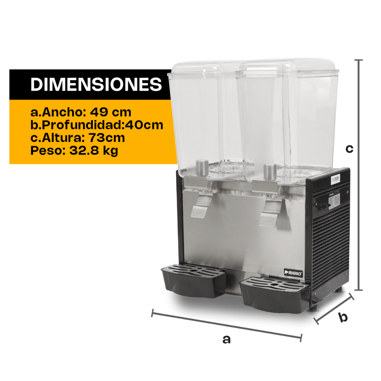 Dispensador De Bebidas 2 Tanques De 18 Litros c/u 540W RHINO DISBEF-2T - Imagen 6