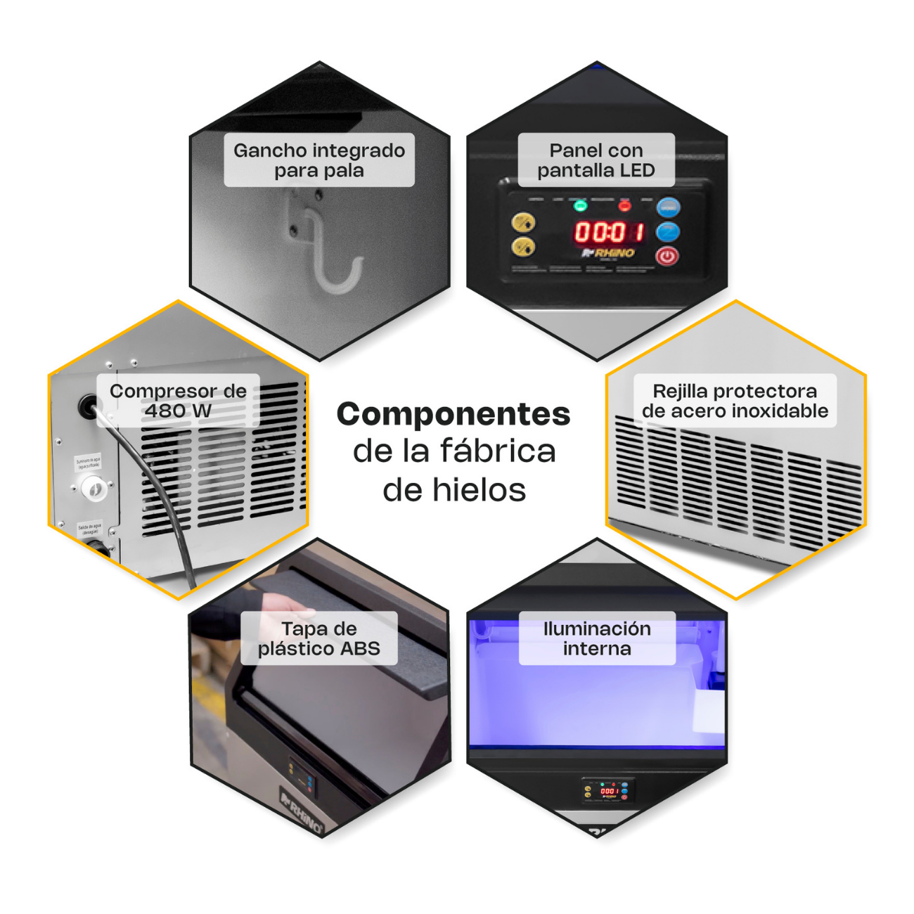 Maquina De Hielo 91 Kg Por Dia RHINO FAHIEL-90 - Imagen 8