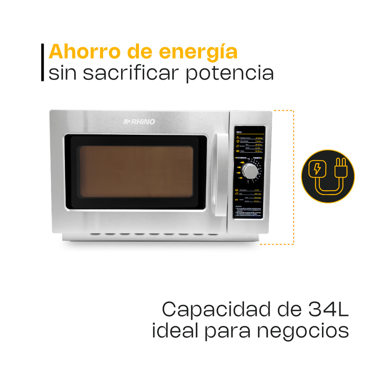 Horno De Microondas Industrial Analogo Perilla 1.2 Pies 34L 1000 W RHINO HOMIC-12A - Imagen 10
