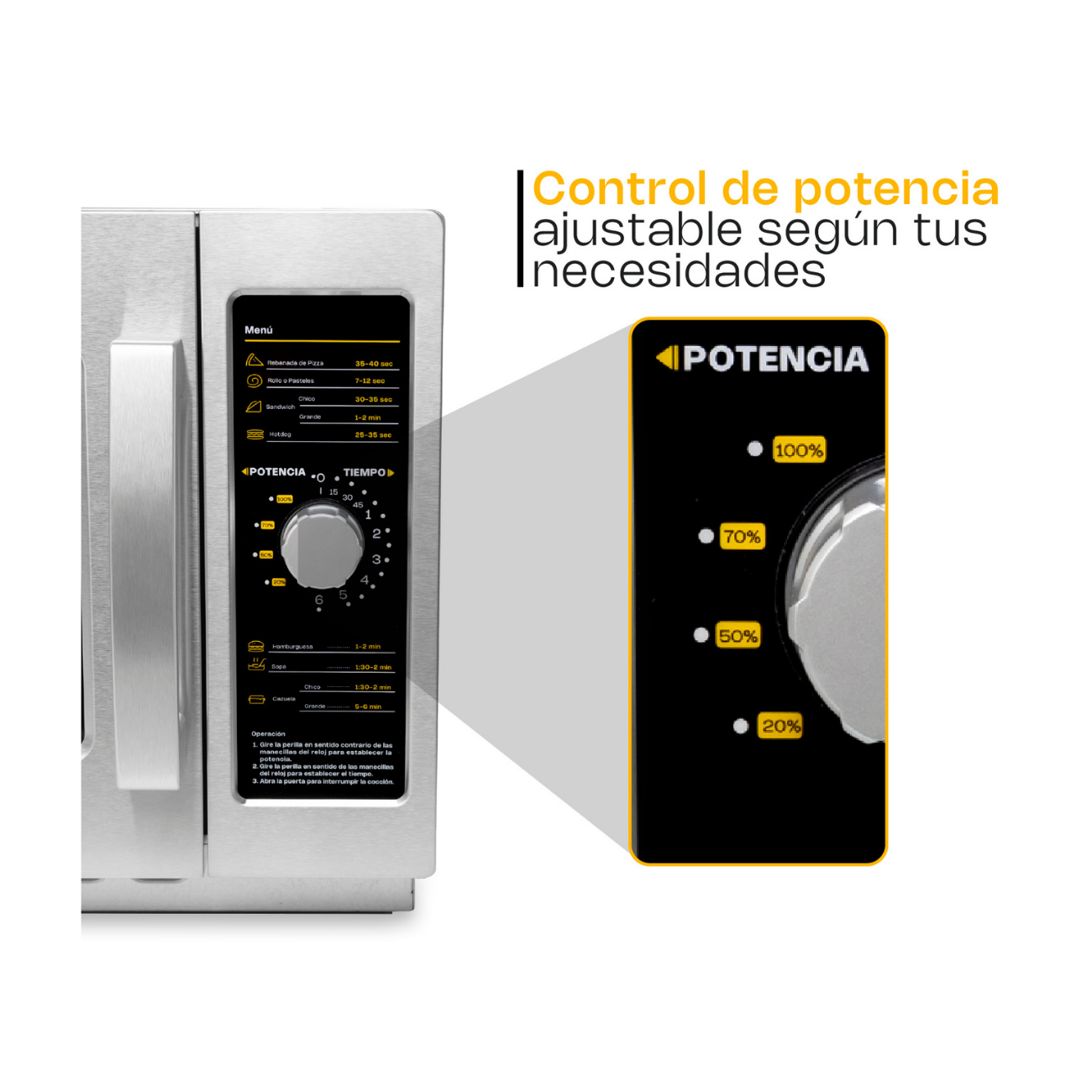 Horno De Microondas Industrial Analogo Perilla 1.2 Pies 34L 1000 W RHINO HOMIC-12A - Imagen 9