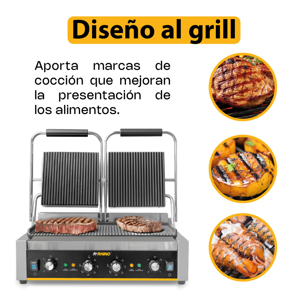 Plancha Para Paninis Sandwichera Doble 3600W RHINO PLANPA-3600 - Imagen 3