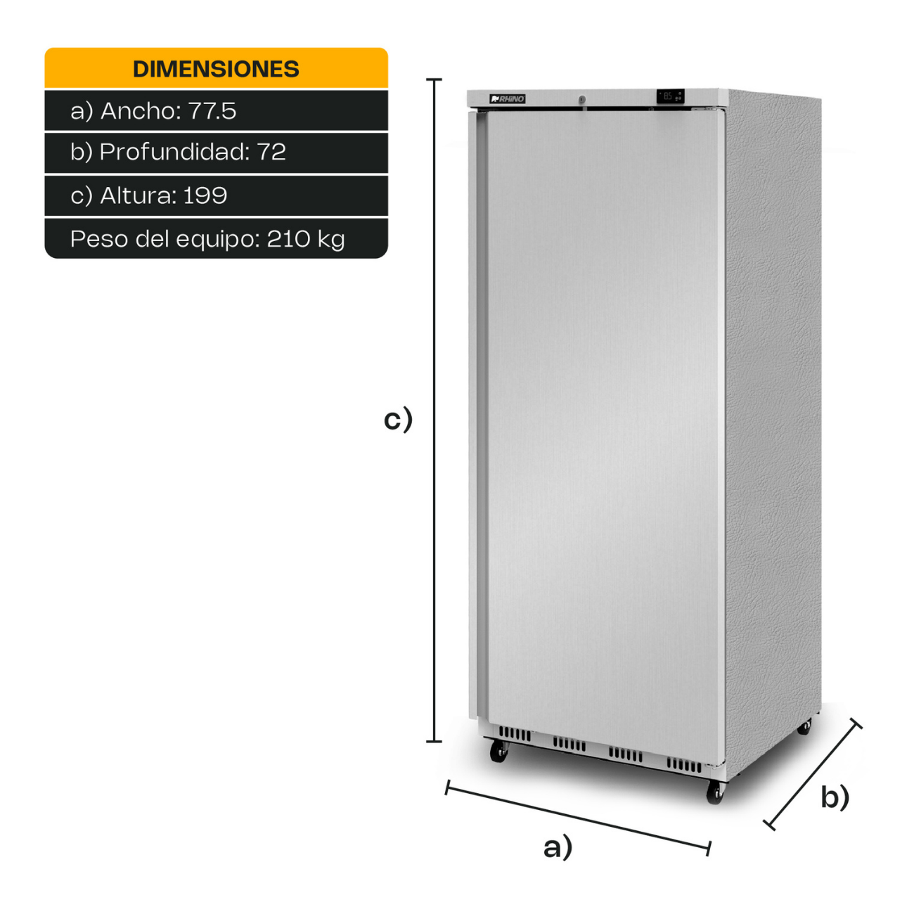 Refrigerador Industrial Vertical 1 Puerta Solida 23 Pies RHINO REVESOL-23 - Imagen 5