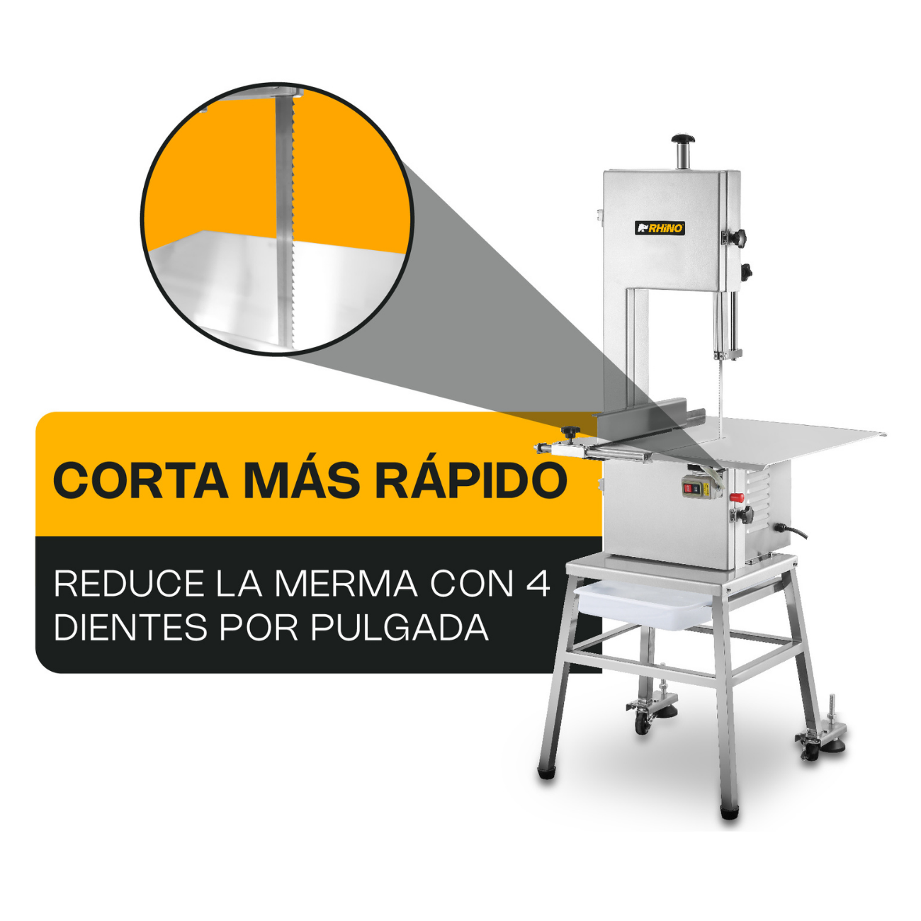 Sierra De Carne Y Hueso A Piso Acero Inoxidable 2 HP RHINO SICA-222 - Imagen 3