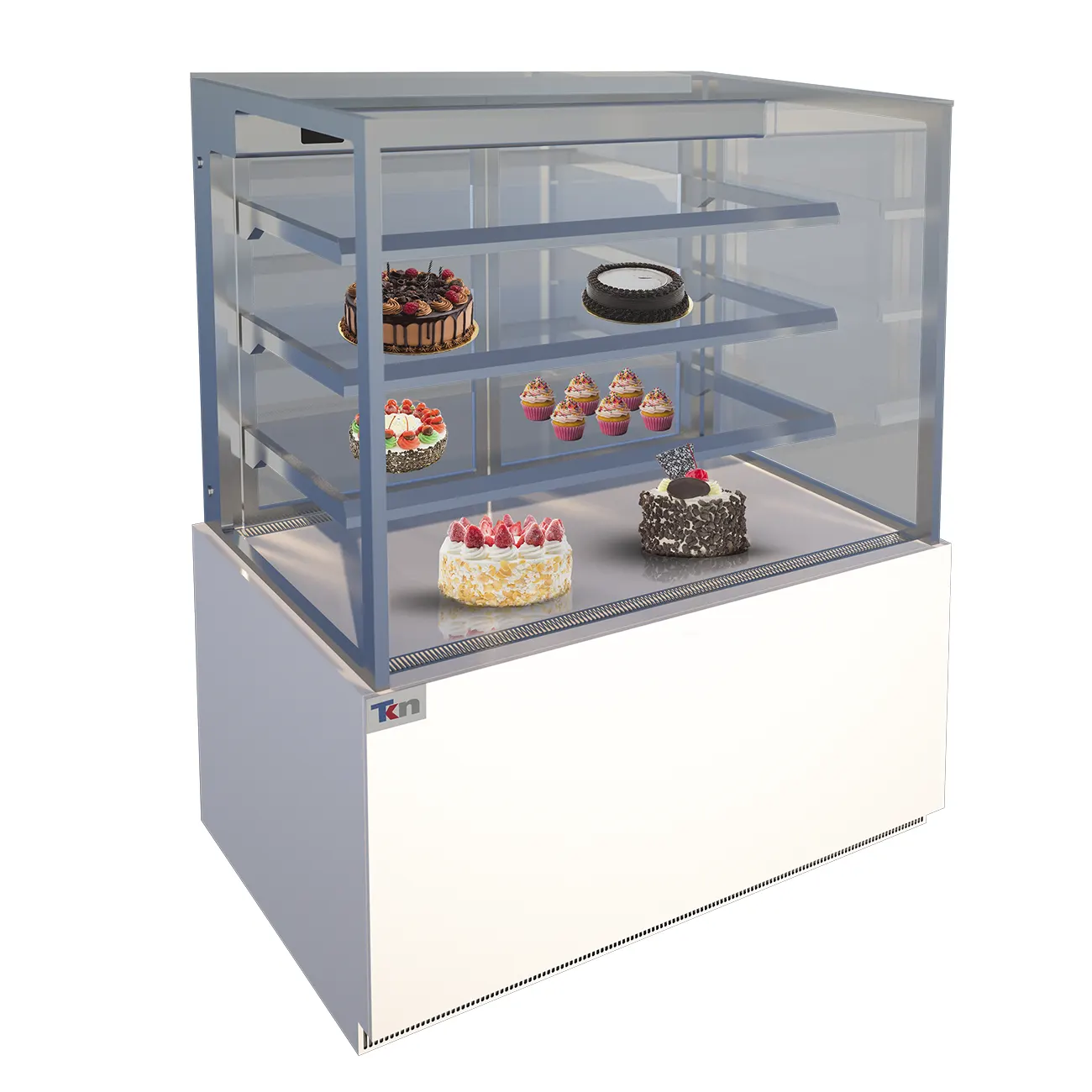 Vitrina Expositora de Pasteles Cristal Recto Antiempañante 120cm 110v TEKNIKITCHEN TKN12R4 - Imagen 2